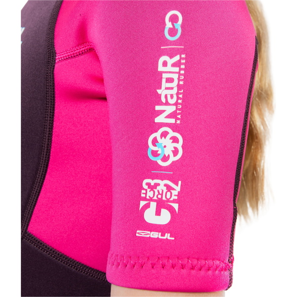 2026 Gul Junior G-Force Natur 3/2mm Back Zip Shorty Wetsuit GF3307-PUPI - Purple / Pink